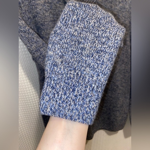 Men’s “AMERICA” blue 100% merino wool shawl collar pullover sweater size medium - Picture 5 of 10